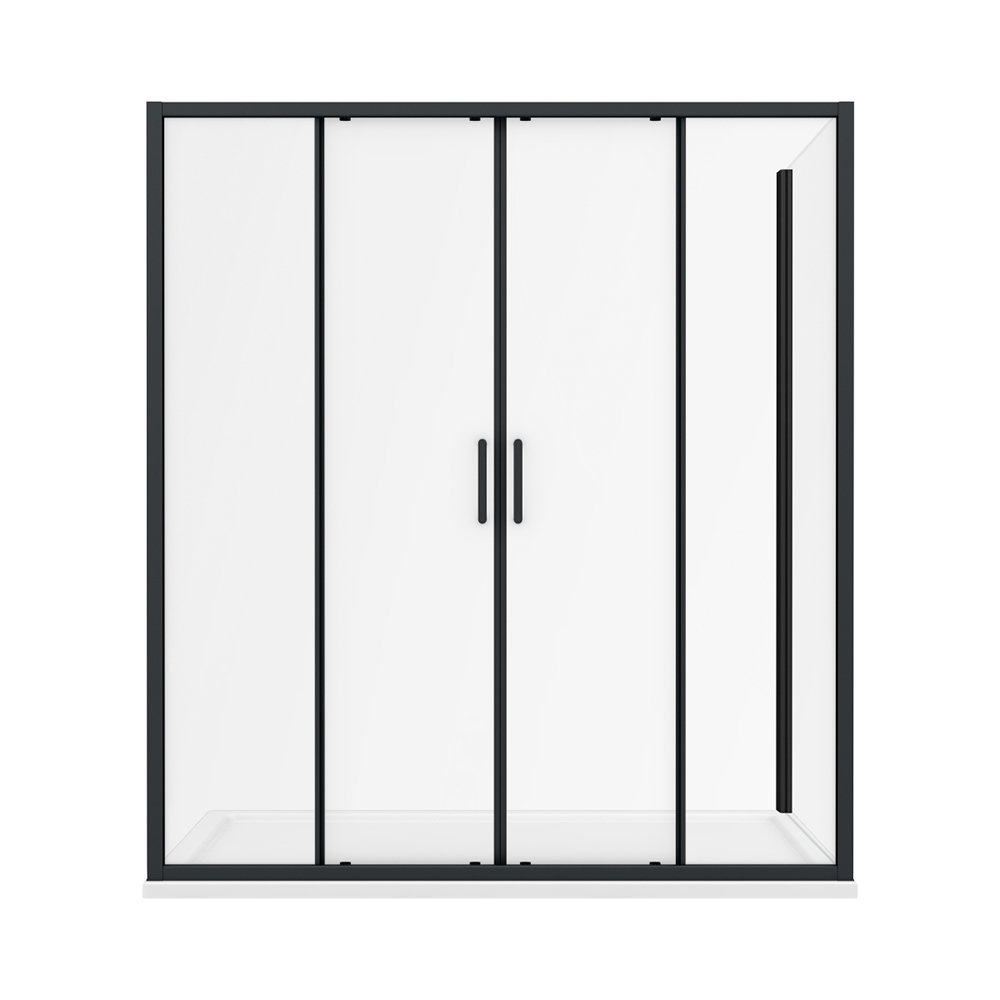 Toreno Matt Black 1700 x 800mm Double Sliding Door Shower Enclosure