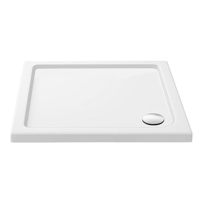 Turin Matt Black 760 x 760mm Pivot Door Shower Enclosure + Pearlstone Tray Profile Large Image