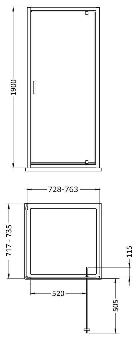 Toreno Matt Black 760 x 760mm Pivot Door Shower Enclosure + Pearlstone Tray