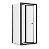 Toreno Matt Black 800 x 800mm Bi-Fold Door Shower Enclosure + Pearlstone Tray