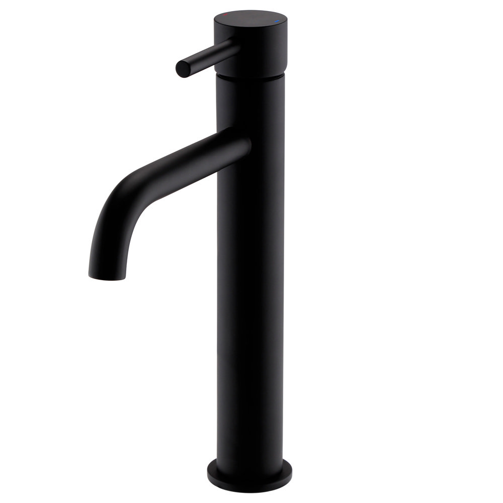 Toreno Matt Black Round High Rise Mono Basin Mixer Tap | Victorian ...