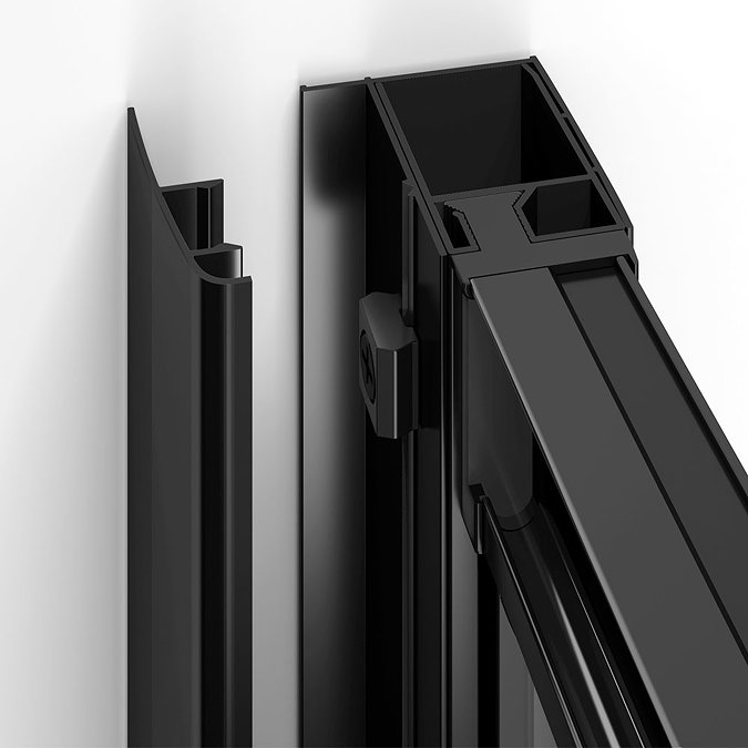Turin Matt Black Shower Door + Side Panel Enclosure Concealed Screw Cover Profiles Large Image