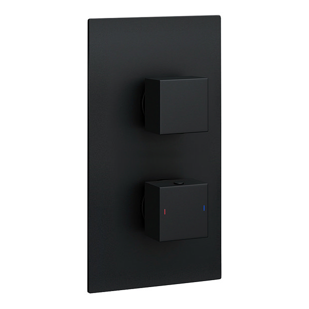 Toreno Matt Black Wall Mounted Waterfall Bath Filler + Concealed Thermostatic Valve  Feature Large Image