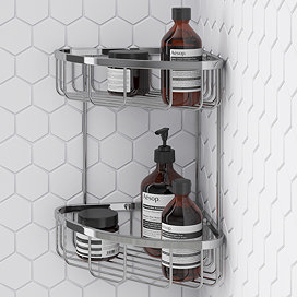 Turin Modern 2 Tier Corner Fixed Wire Basket Large Image