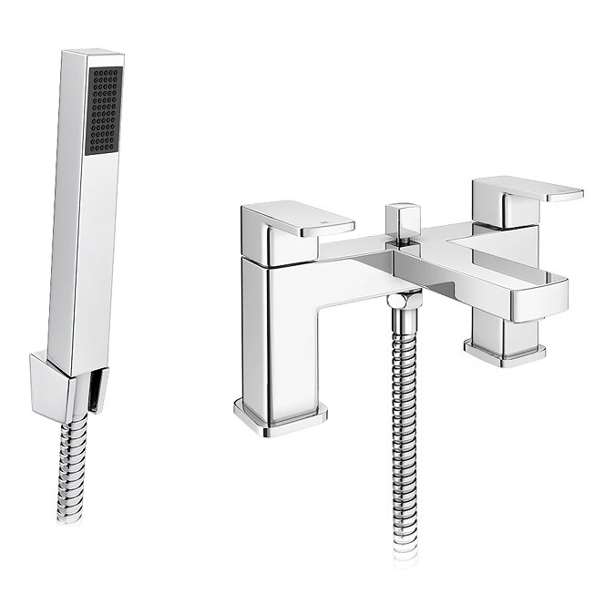 Toreno Modern Chrome Bath Shower Mixer Tap with Shower Kit