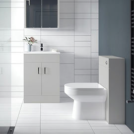 Turin Modern Light Grey Sink Vanity Unit + Toilet Package Medium Image