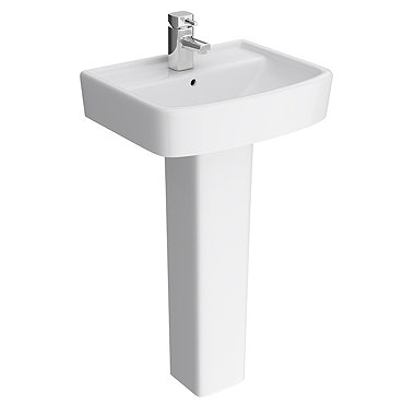 Turin Modern Square Basin with Full Pedestal (1 Tap Hole - Various Sizes) Profile Large Image