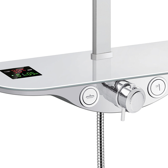 Turin Modern Thermostatic Shower with Shelf + Temperature/Shower Time Display Profile Large Image