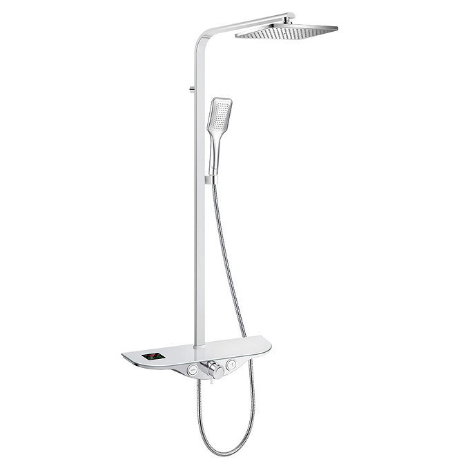 Turin Modern Thermostatic Shower with Shelf + Temperature/Shower Time Display Large Image
