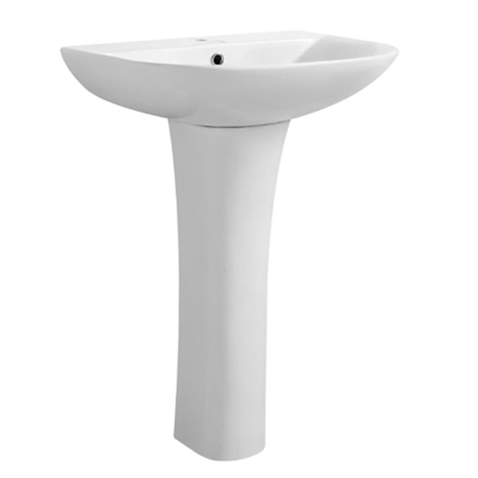 Turin Round Basin 570mm Round 1 TH Basin + Full Pedestal Large Image