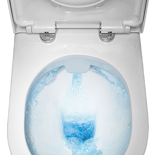 Turin Round Rimless Close Coupled Toilet + Soft Close Seat  Feature Large Image