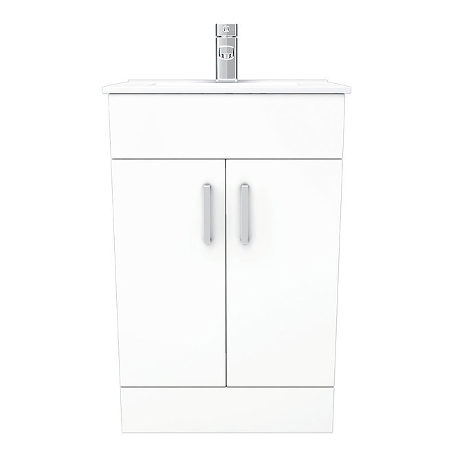 Turin Small Vanity Sink With Cabinet - 500mm Modern High Gloss White  additional Large Image