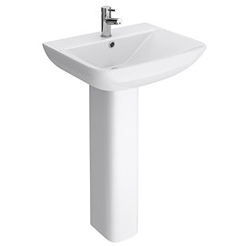 Turin Square Basin 550mm Round 1 TH Basin + Full Pedestal Large Image