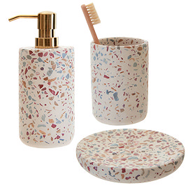Turin Terrazzo-Effect Concrete Bathroom Accessories Set Large Image
