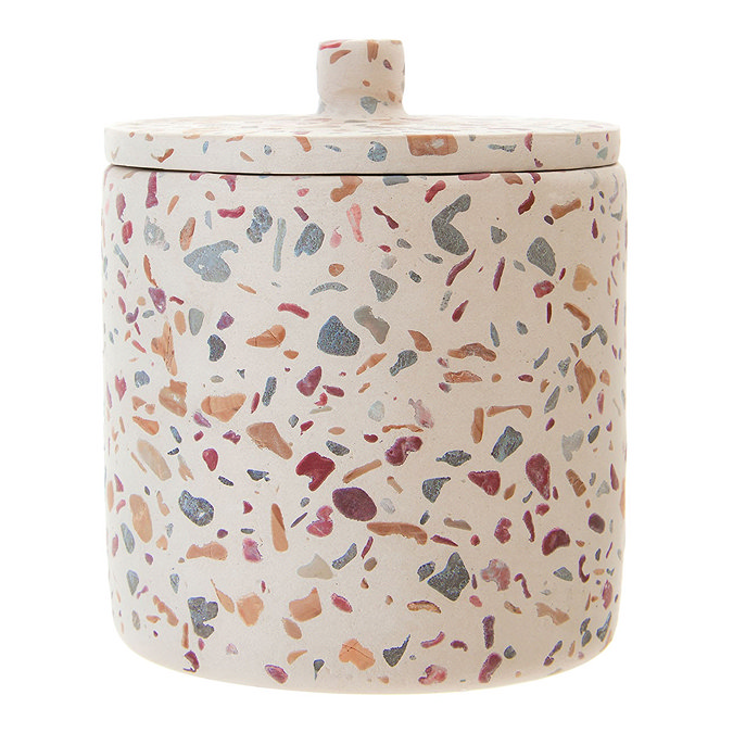 Turin Terrazzo-Effect Concrete Cotton Jar with Lid Large Image