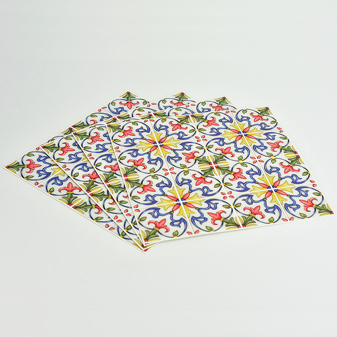 Tuscan Peel & Stick Backsplash Tiles - Pack of 4  In Bathroom Large Image