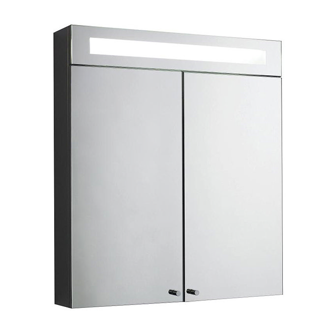 Hudson Reed Tuscon Stainless Steel Bathroom Cabinet with 2 Doors & Light - LQ334 Large Image