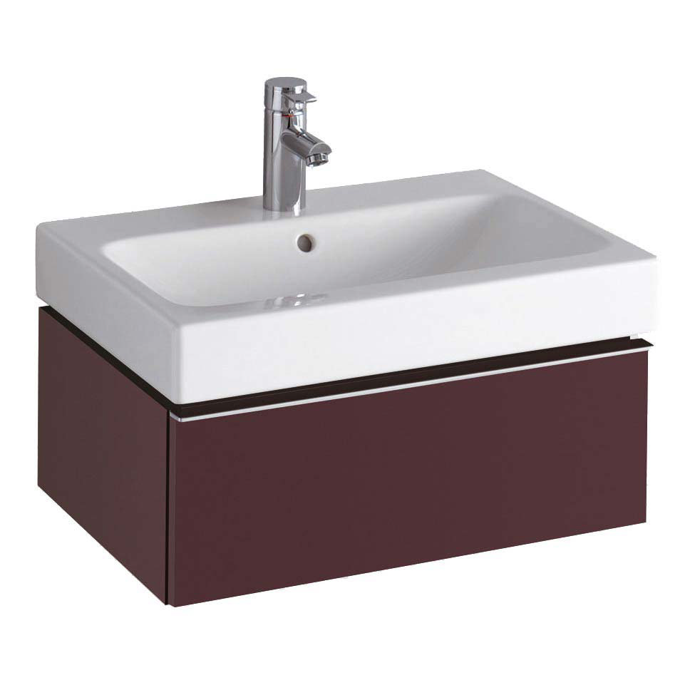 Twyford 3D 595mm Single Drawer Vanity Unit with Basin Plum
