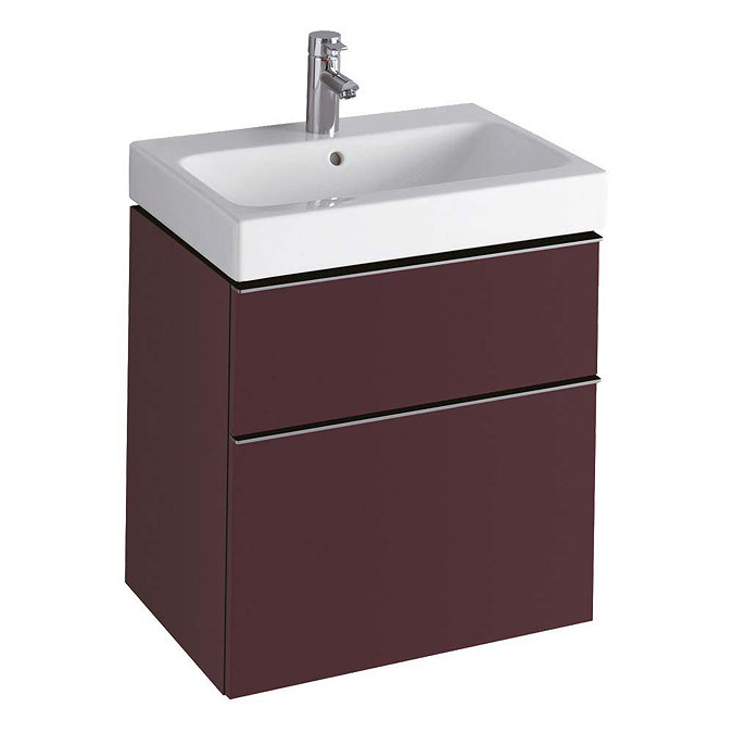 Twyford 3D 595mm Two Drawer Vanity Unit with Basin - Plum Large Image