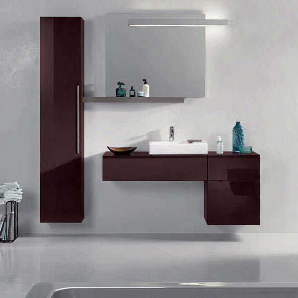 Twyford 3D 890mm Single Drawer Vanity Unit with Basin - Plum  Profile Large Image
