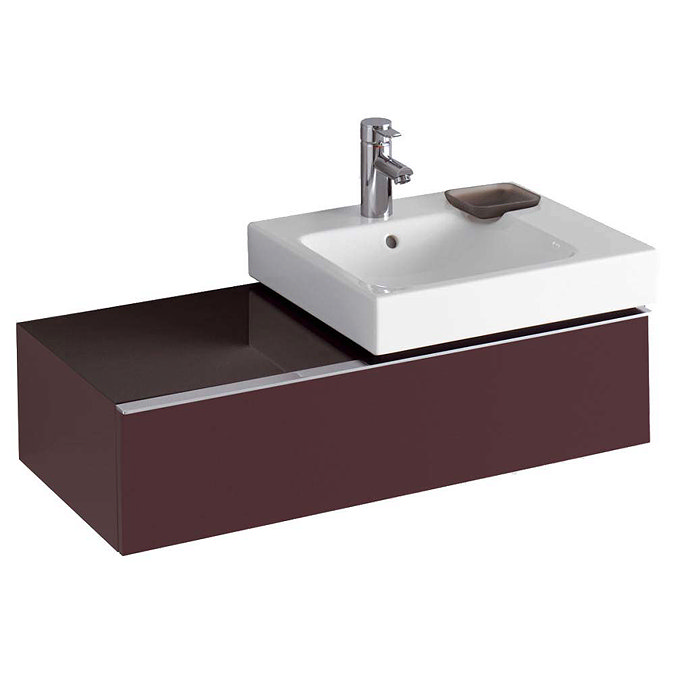 Twyford 3D 890mm Single Drawer Vanity Unit with Basin - Plum Large Image