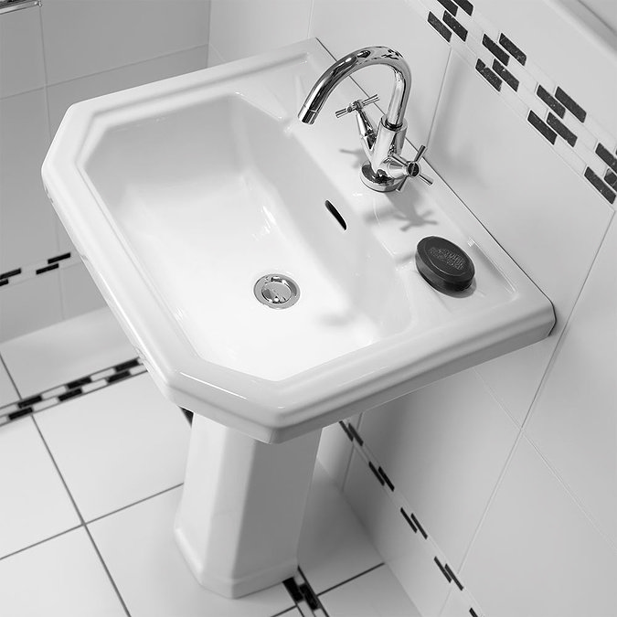 Twyford Clarice 580mm 1TH Basin & Pedestal  Profile Large Image