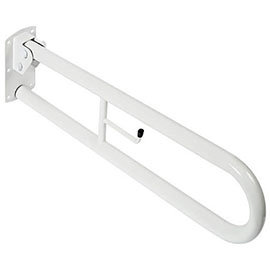 Twyford Disability Hinged Support Rail & Toilet Roll Holder - White Medium Image