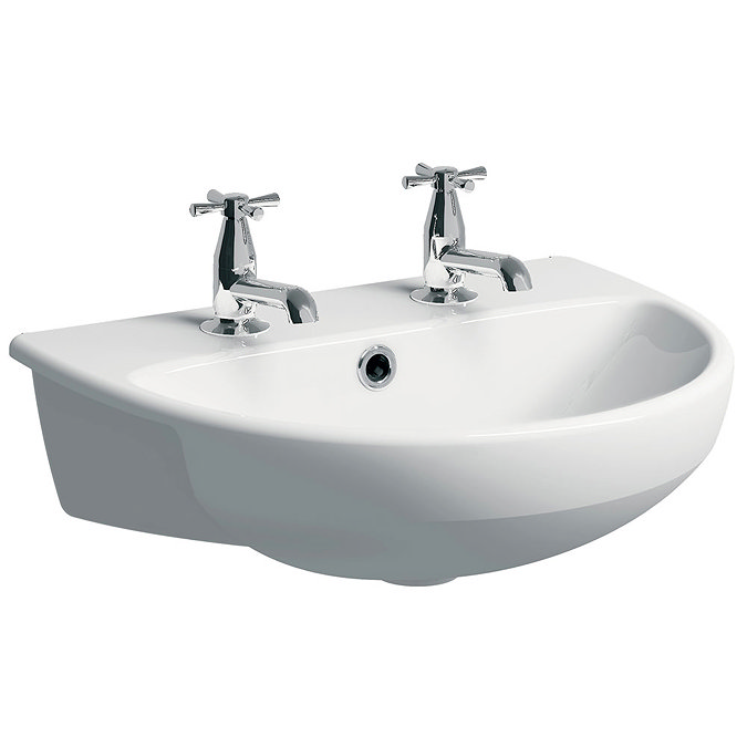 Twyford E100 Round 2TH Semi Recessed Basin Large Image