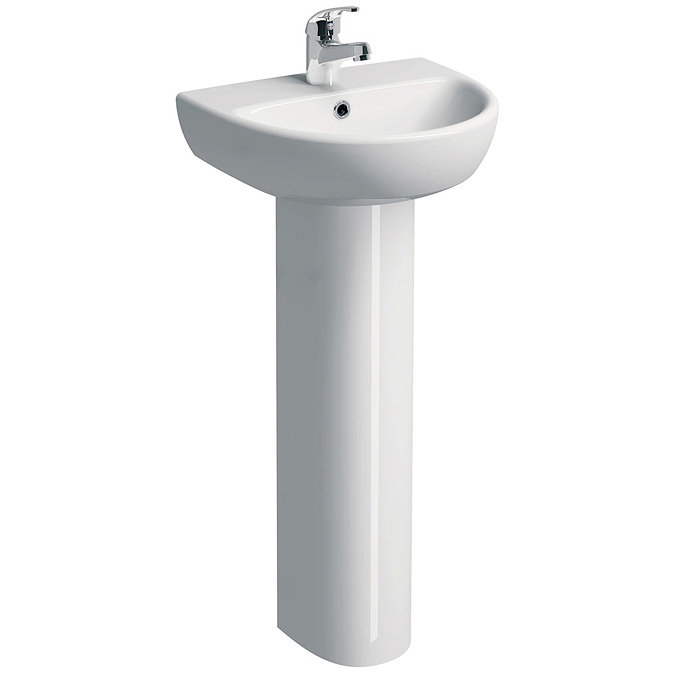 Twyford E100 Round 450mm 1TH Handrinse Basin & Pedestal Large Image