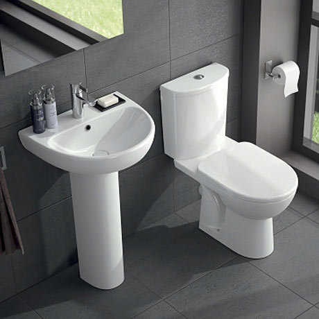 Twyford E100 Round Close Coupled WC + Soft Close Seat Profile Large Image