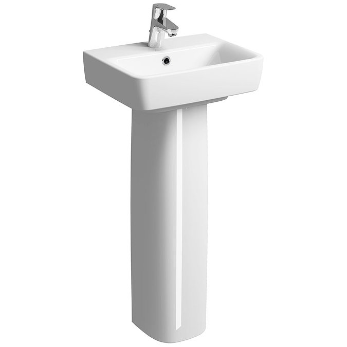 Twyford E200 450mm 1TH Handrinse Basin & Pedestal Large Image