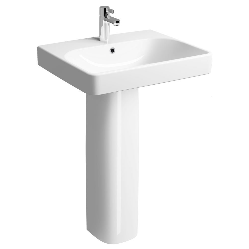 Twyford E500 Square 1TH Basin & Pedestal Victorian Plumbing
