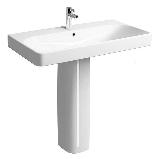 Twyford E500 Square 900mm 1TH Basin & Pedestal Large Image