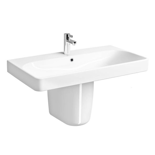 Twyford E500 Square 900mm 1TH Basin & Semi Pedestal Large Image