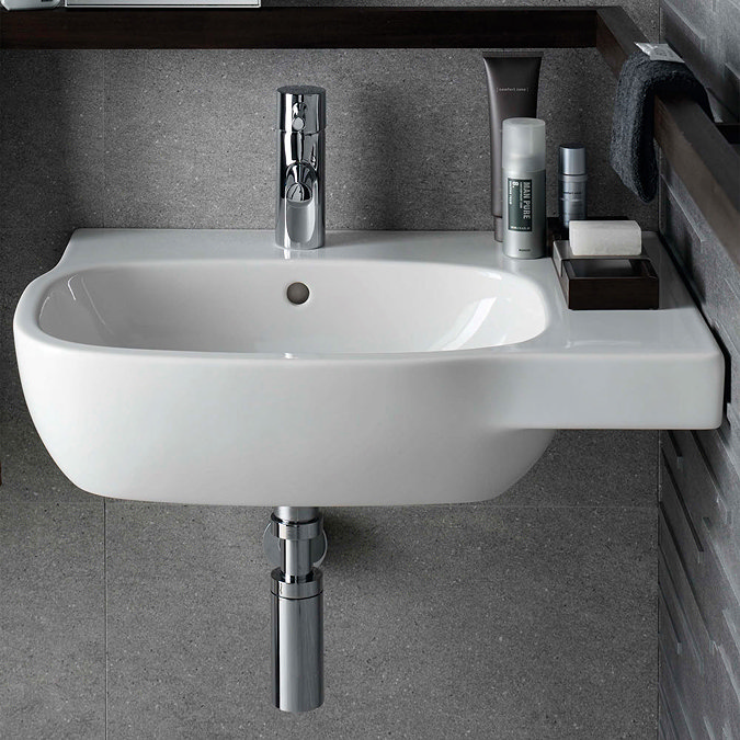 Twyford Moda Offset 450mm 1TH Washbasin (Right Hand Shelf)  Profile Large Image