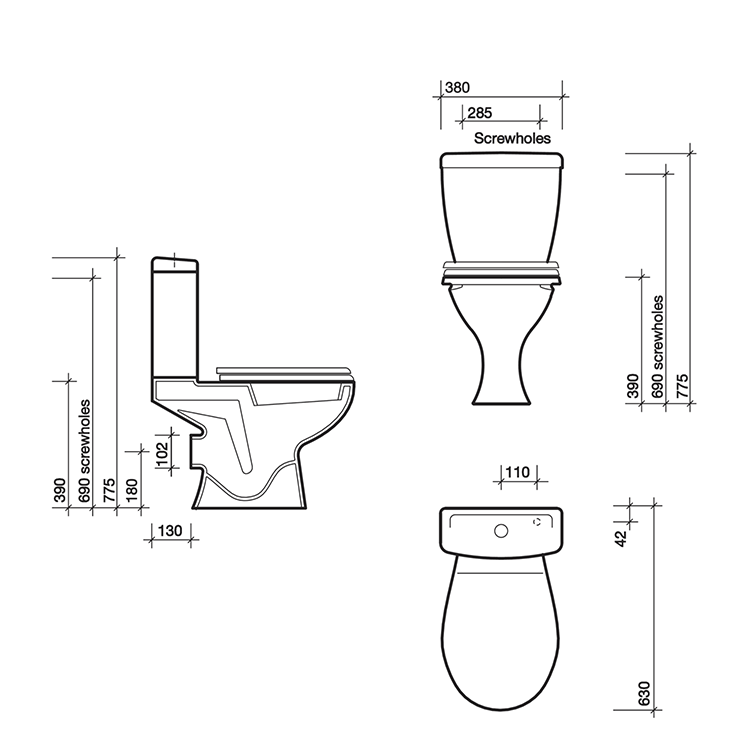 Twyford Option Grab & Go Close Coupled Toilet, Cistern & Seat
