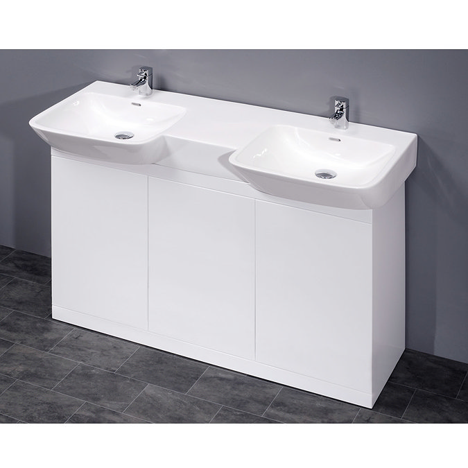 Ultra Lux Floor Mounted Cabinet w/ Double Ceramic Basin W1200 x D500mm - LUX1200 Profile Large Image