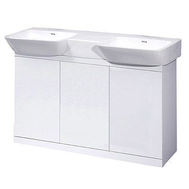 Ultra Lux Floor Mounted Cabinet w/ Double Ceramic Basin W1200 x D500mm - LUX1200 Profile Large Image