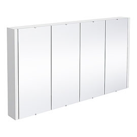 Nuie Minimalist Mirror Cabinet with 4 Doors W1200 x D110mm - White - LUXMW1200 Medium Image