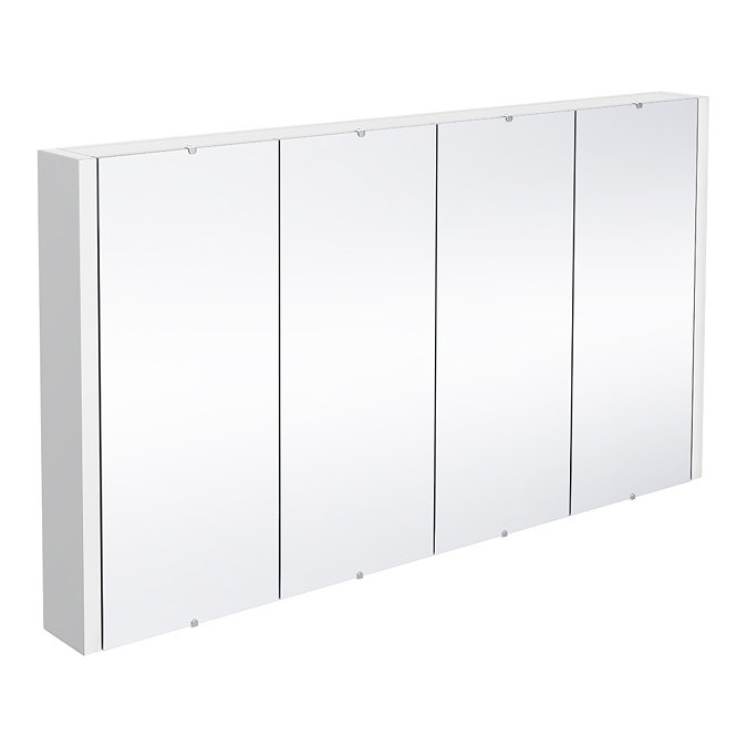 Nuie Minimalist Mirror Cabinet with 4 Doors W1200 x D110mm - White - LUXMW1200 Large Image