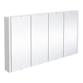 Nuie Minimalist Mirror Cabinet with 4 Doors W1200 x D110mm - White - LUXMW1200 Large Image