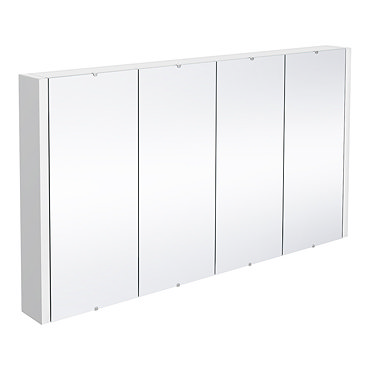 Ultra Minimalist Mirror Cabinet with 4 Doors W1200 x D110mm - White - LUXMW1200 Profile Large Image