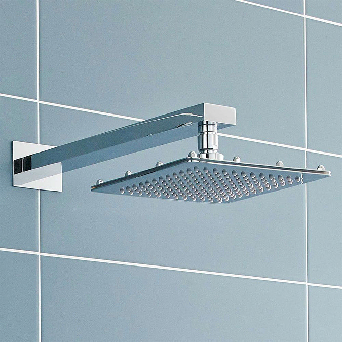 Ultra 200mm Square Fixed Shower Head & Wall Mounted Arm Large Image