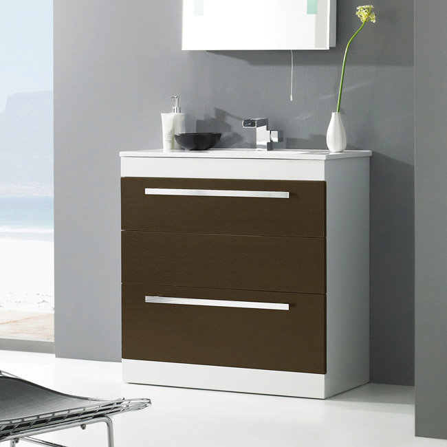 Ultra Design Ebony Brown Floor Mounted Unit w/ Basin W600 x D400mm - FURN016 Feature Large Image