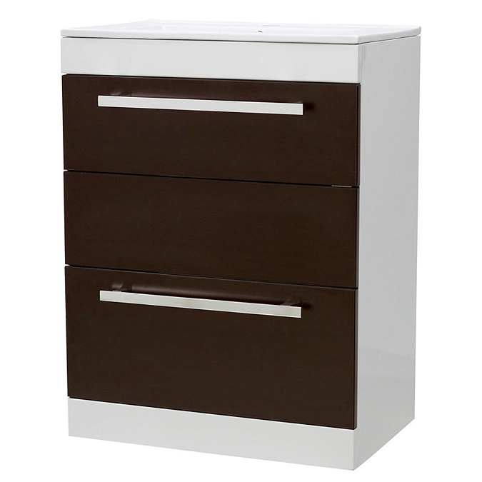 Ultra Design Ebony Brown Floor Mounted Unit w/ Basin W600 x D400mm - FURN016 Large Image