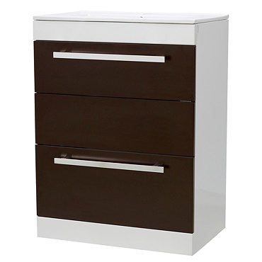 Ultra Design Ebony Brown Floor Mounted Unit w/ Basin W600 x D400mm - FURN016 Profile Large Image