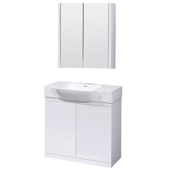 Ultra Lux Floor Mounted Vanity Unit w/ Mirror Cabinet W800 x D500mm Large Image