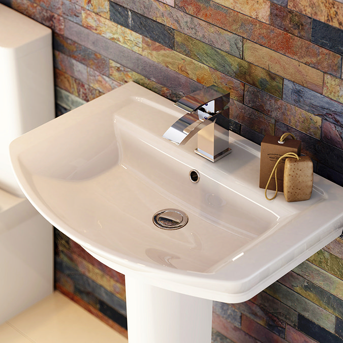 Hudson Reed Alton 4 Piece Bathroom Suite - CC Toilet & 1TH Basin with Semi Pedestal Feature Large Im