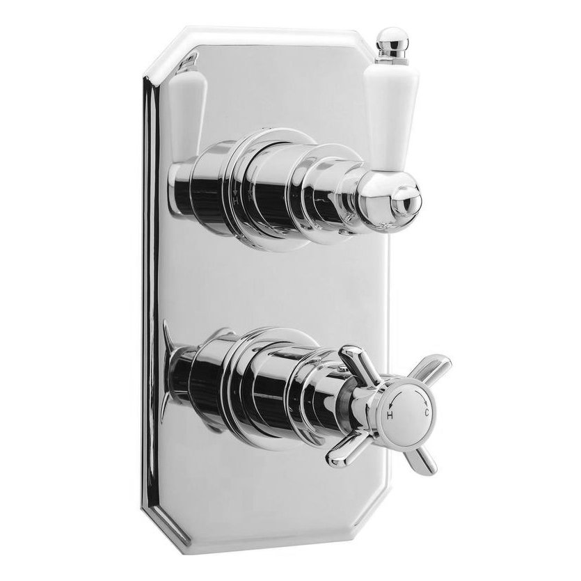 Ultra Concealed Traditional Thermostatic Twin Shower Valve - A3033 Large Image