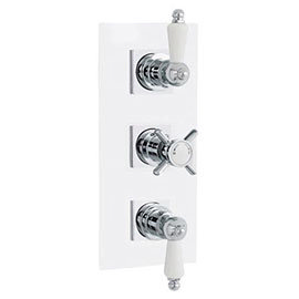 Traditional Triple Concealed Thermostatic Shower Valve with Diverter & Rectangular Plate Medium Imag